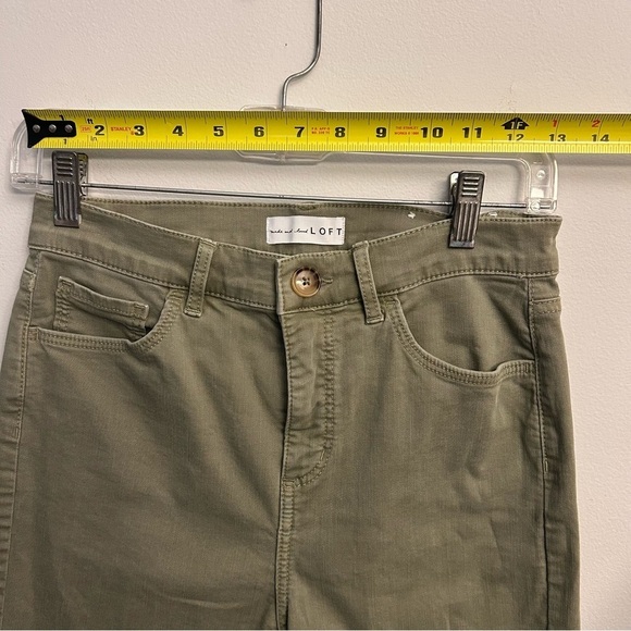 LOFT High Waist Skinny Crop Jeans Olive Green Size 4/27 - Picture 6 of 9
